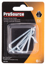 ProSource LR-398-PS Screw Hook, 9/16 in Opening, 3.8 mm Thread, 1-7/8 in L, Steel, Zinc