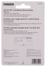 ProSource LR-396-PS Screw Hook, 5/8 in Opening, 5.3 mm Thread, 2-5/8 in L, Steel, Zinc