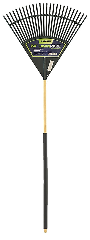 Rugg PP24C Garden Rake, 24 in W Head, Polyurethane Head, 48 in L Handle
