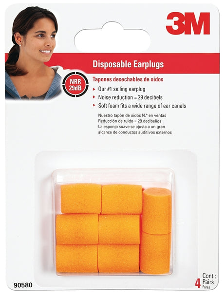 3M 90580-00000T Ear Plugs, 29 dB NRR, Foam Ear Plug, Orange Ear Plug