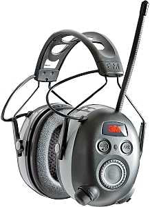 3M Worktunes 7100097024 Wireless Hearing Protector, 24 dB NRR, AM/FM Radio Band, Black/Silver