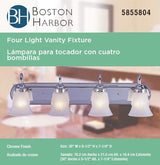 Boston Harbor RF-V-027-CH-3L Vanity Light Fixture, 60 W, 4-Lamp, A19 or CFL Lamp, Steel Fixture, Chrome Fixture