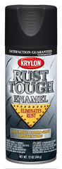 Krylon Rust Tough K09218007 Rust Preventative Spray Paint, Flat, Black, 12 oz, Can