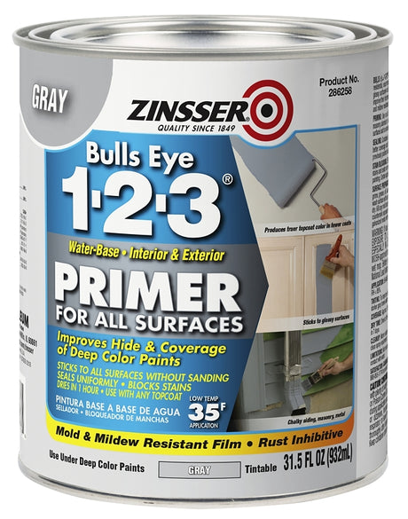 Zinsser 286258 All-Purpose Primer, Gray, 1 qt, Pack of 4