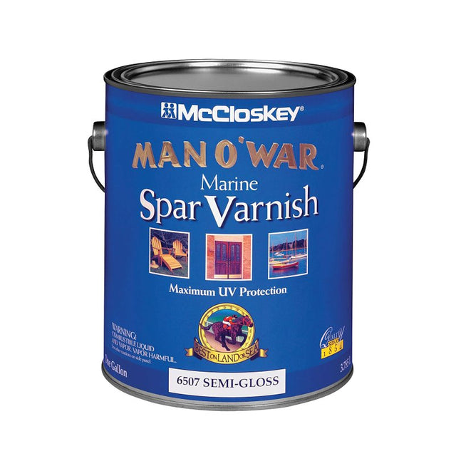 McCloskey Man O' War 080.0006507.007 Marine Spar Varnish, Semi-Gloss, Clear, Liquid, 1 gal, Pack of 2