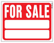Hy-Ko 20705 Jumbo Sign, 15 x 19 in Dimensions, FOR SALE, DOUBLE LINES, White Legend, Red Background, Plastic, 5/PK, Pack of 5