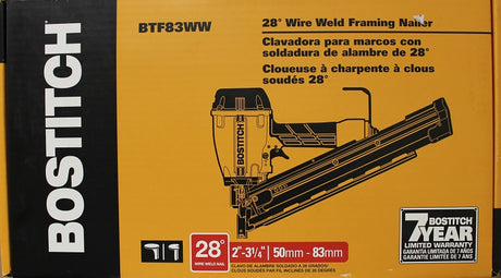 Bostitch BTF83WW Framing Nailer, 100 Magazine, 28 deg Collation, Wire Weld Collation, 6.4 cfm/Shot Air