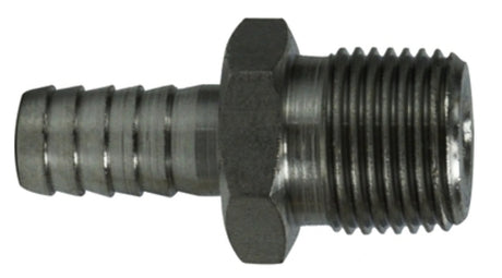 Midland Industries 73953 Nipple, 1/2 in, Hose Barb, 1/2 in, MIP, 300 psi Pressure, Stainless Steel