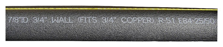 Quick R 70781T Pipe Insulation, 7/8 in ID x 2-3/8 in OD Dia, 6 ft L, Poly Foam w/2 glue strips, Charcoal, Pack of 26