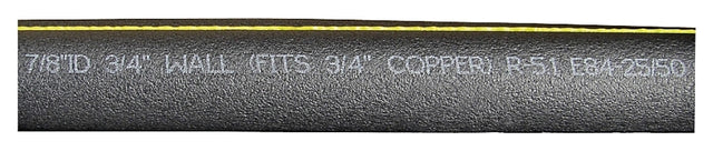 Quick R 70781T Pipe Insulation, 7/8 in ID x 2-3/8 in OD Dia, 6 ft L, Poly Foam w/2 glue strips, Charcoal, Pack of 26