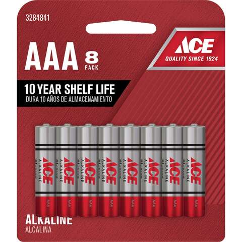 Ace AAA Alkaline Batteries 8 pk Carded, Pack of 12