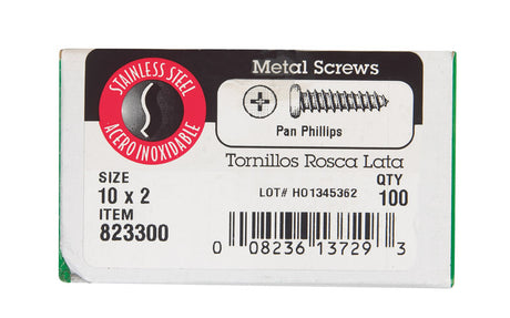 HILLMAN No. 10 X 2 in. L Phillips Pan Head Sheet Metal Screws 100 pk