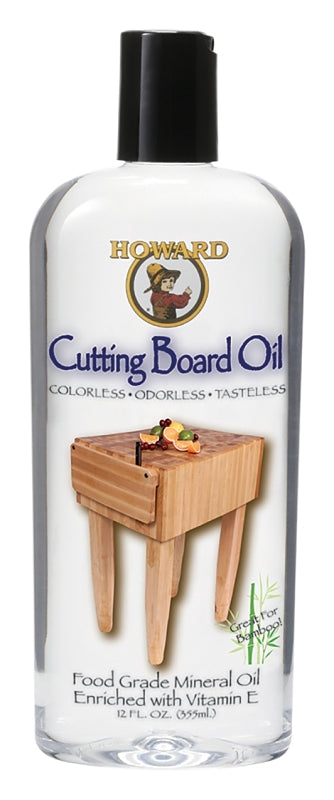 Howard BBB012 Cutting Board Oil, 12 oz Bottle, Light Tan, Gel