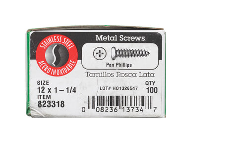 HILLMAN No. 12 X 1-1/4 in. L Phillips Pan Head Sheet Metal Screws 100 pk