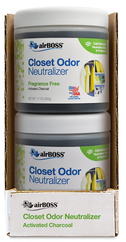 airBOSS 6114.6T Closet Odor Neutralizer, Fragrance Free, 17 oz, Gel, Black