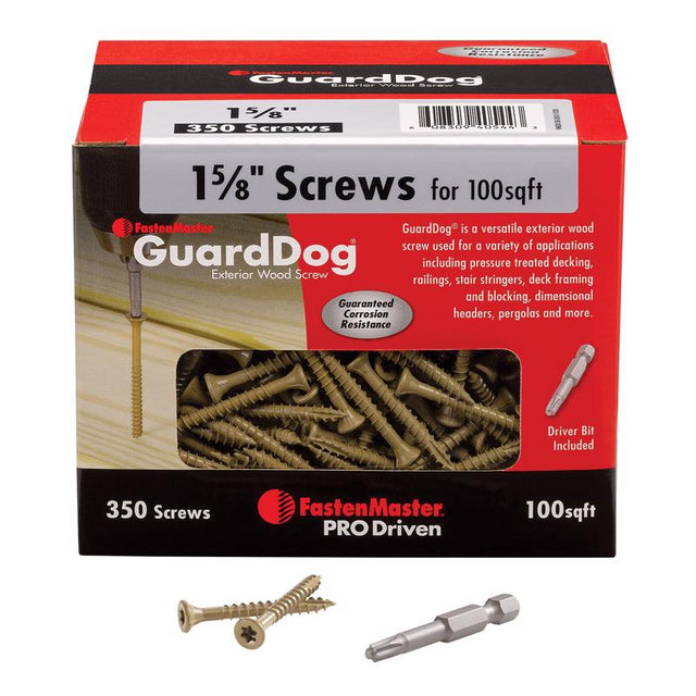 FastenMaster GuardDog No. 10 X 1-5/8 in. L Gold Phillips/Square Bugle Head Deck Screws 350 pk