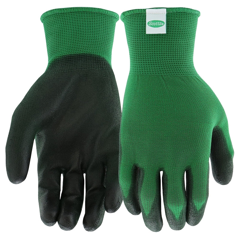 Scott's SC30604/L Gloves, L, 3-3/4 in L, Knit Wrist, Seamless Cuff, Polyurethane Coating, Green