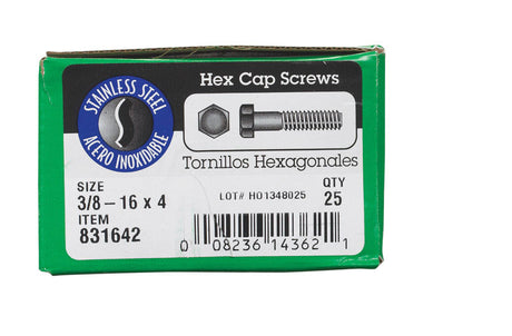 HILLMAN 3/8-16 in. D X 4 in. L Steel Hex Head Cap Screw 25 pk