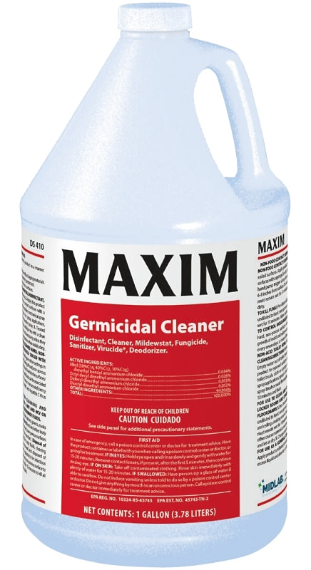 Maxim 041000-41 Germicidal Cleaner, 1 gal, Liquid, Lemon, Yellow, Pack of 4