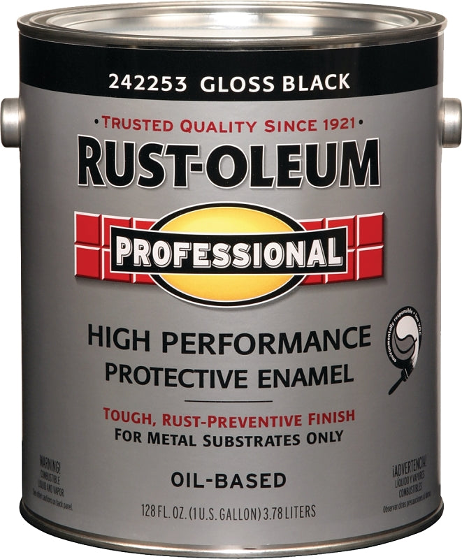 RUST-OLEUM PROFESSIONAL 242253 Protective Enamel, Gloss, Black, 1 gal Can, Pack of 2