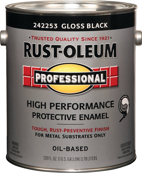 RUST-OLEUM PROFESSIONAL 242253 Protective Enamel, Gloss, Black, 1 gal Can, Pack of 2