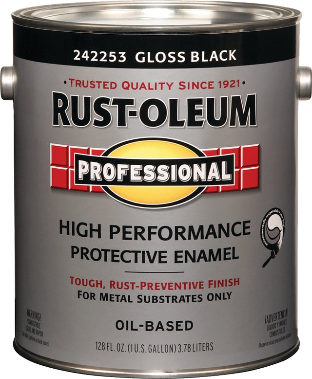 RUST-OLEUM PROFESSIONAL 242253 Protective Enamel, Gloss, Black, 1 gal Can, Pack of 2