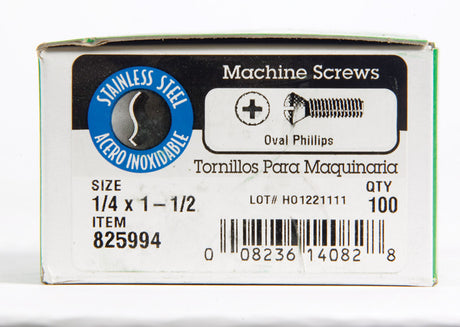 HILLMAN No. 1/4-20 X 1-1/2 in. L Phillips Oval Head Stainless Steel Machine Screws 100 pk
