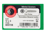 HILLMAN No. 12 X 3 in. L Phillips Oval Head Sheet Metal Screws 50 pk