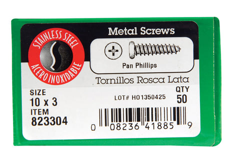HILLMAN No. 10 X 3 in. L Phillips Pan Head Sheet Metal Screws 50 pk