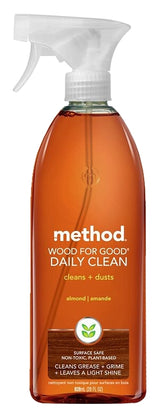method Wood for Good 1182 Daily Wood Cleaner, 28 oz Bottle, Liquid, Almond, Translucent Amber