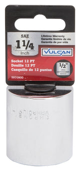 Vulcan MT6525893 Drive Socket, 1-1/4 in Socket, 1/2 in Drive, 12-Point, Chrome Vanadium Steel, Chrome