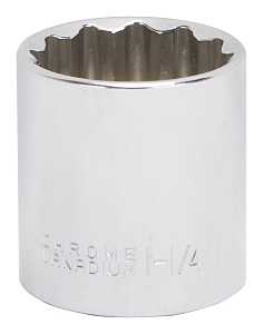 Vulcan MT6525893 Drive Socket, 1-1/4 in Socket, 1/2 in Drive, 12-Point, Chrome Vanadium Steel, Chrome