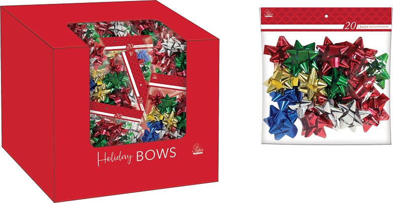Santas Forest 67920 Gift Bow, 3 in, Traditional, Plastic, Assorted, Pack of 42