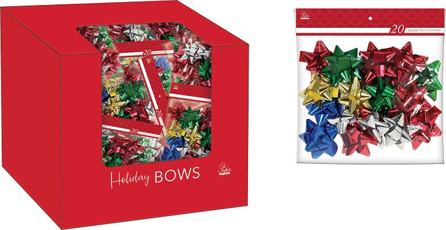 Santas Forest 67920 Gift Bow, 3 in, Traditional, Plastic, Assorted, Pack of 42