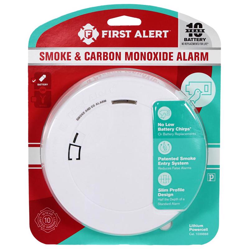 First Alert 1039868 Smoke and Carbon Monoxide Alarm, 85 dB, Alarm: Audible, Electrochemical, Photoelectric Sensor