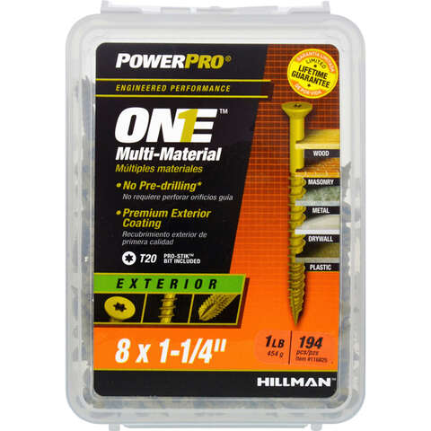 HILLMAN POWERPRO ONE No. 8 X 1-1/4 in. L Star Flat Head Coarse Multi-Material Screw