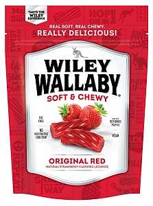 Wiley Wallaby 633455 Licorice Candy, Natural Strawberry, 10 oz Resealable Bag, Pack of 10