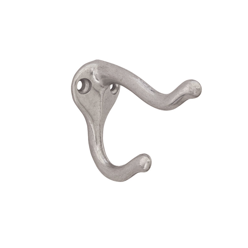 Schlage Ives 571A14 Coat and Hat Hook, 9 lb, 2-Hook, Aluminum, Nickel