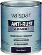 Valspar Armor Series 044.0021825.005 Enamel Paint, Oil Base, Satin Sheen, Black, 1 qt, Can, 400 sq-ft/gal Coverage Area