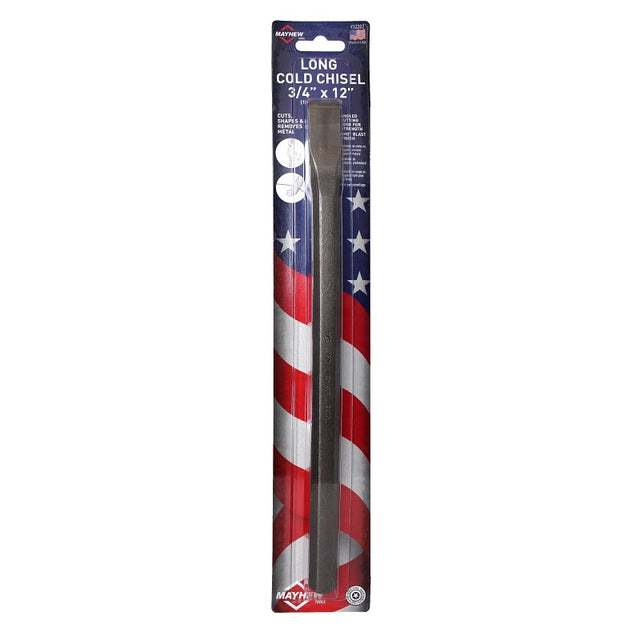 Mayhew 12202 Cold Chisel, 12 in L Blade, 3/4 in Tip, 12 in OAL, Steel Blade
