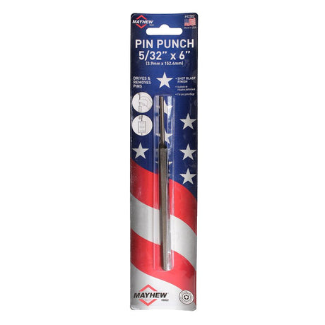 Mayhew 42302 Pin Punch, 5/32 in Tip, 6 in L, Hex Shank, Alloy Steel