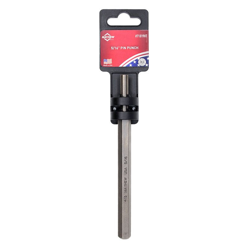 Mayhew 71019HT Pin Punch with Hand Tag, 5/16 in W x 1-1/4 in L Tip, 6 in L, 7/16 in Dia Shank, Hex Shank