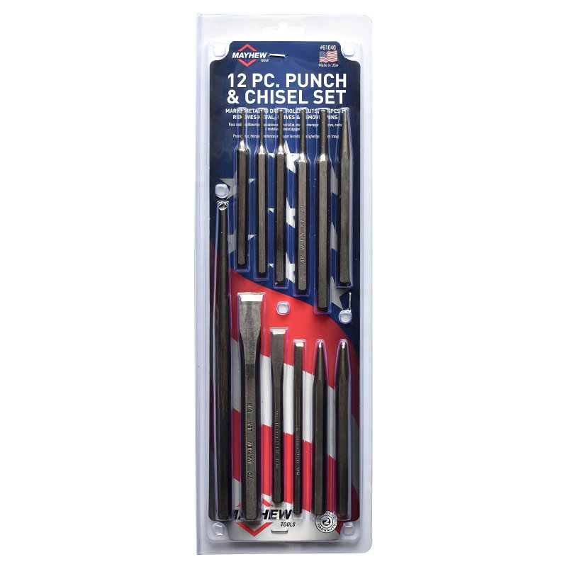 Mayhew 61040 Punch and Chisel Kit, 12-Piece, Blast
