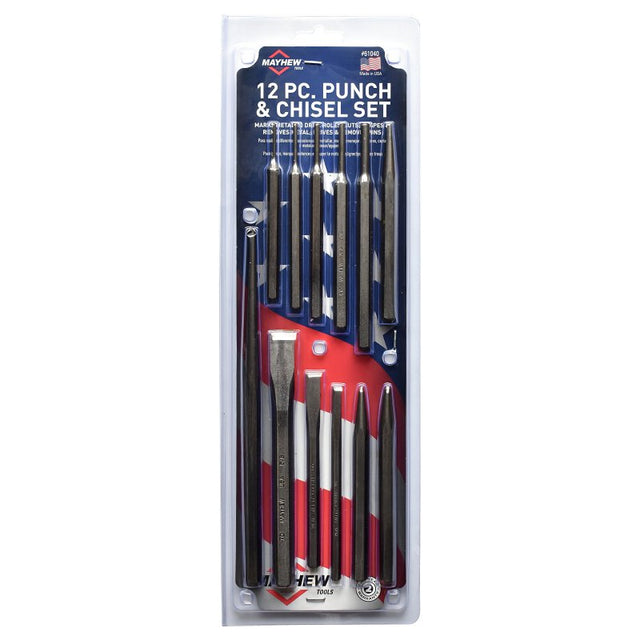 Mayhew 61040 Punch and Chisel Kit, 12-Piece, Blast