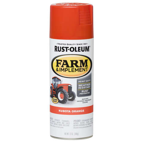 Rust-Oleum Indoor and Outdoor Gloss Kubota Orange Oil-Based Farm & Implement 12 oz, Pack of 6