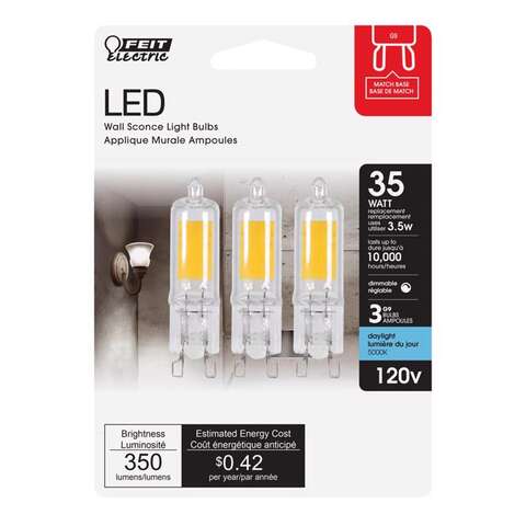 Feit T4 G9 LED Bulb Daylight 35 Watt Equivalence 3 pk