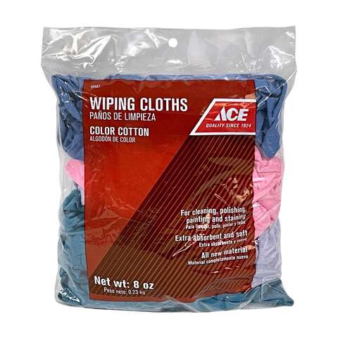 ACE Assorted Colors Cotton Knit Cleaning Cloth 8 oz, Pack of 12