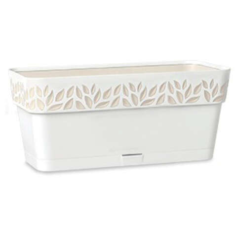 Deroma 6.7 in. H X 20 in. W X 7.09 in. D Resin Leaves Balcony Planter White