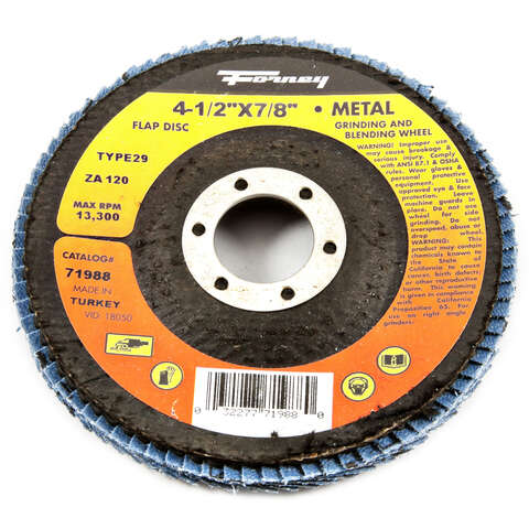 Forney 4-1/2 in. D X 7/8 in. Zirconia Aluminum Oxide Arbor Flap Disc 120 Grit 1 pc