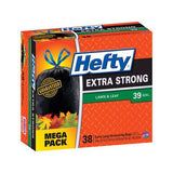 Hefty Extra Strong 39 gal No Scent Lawn and Leaf Bags Drawstring 38 pk, Pack of 3